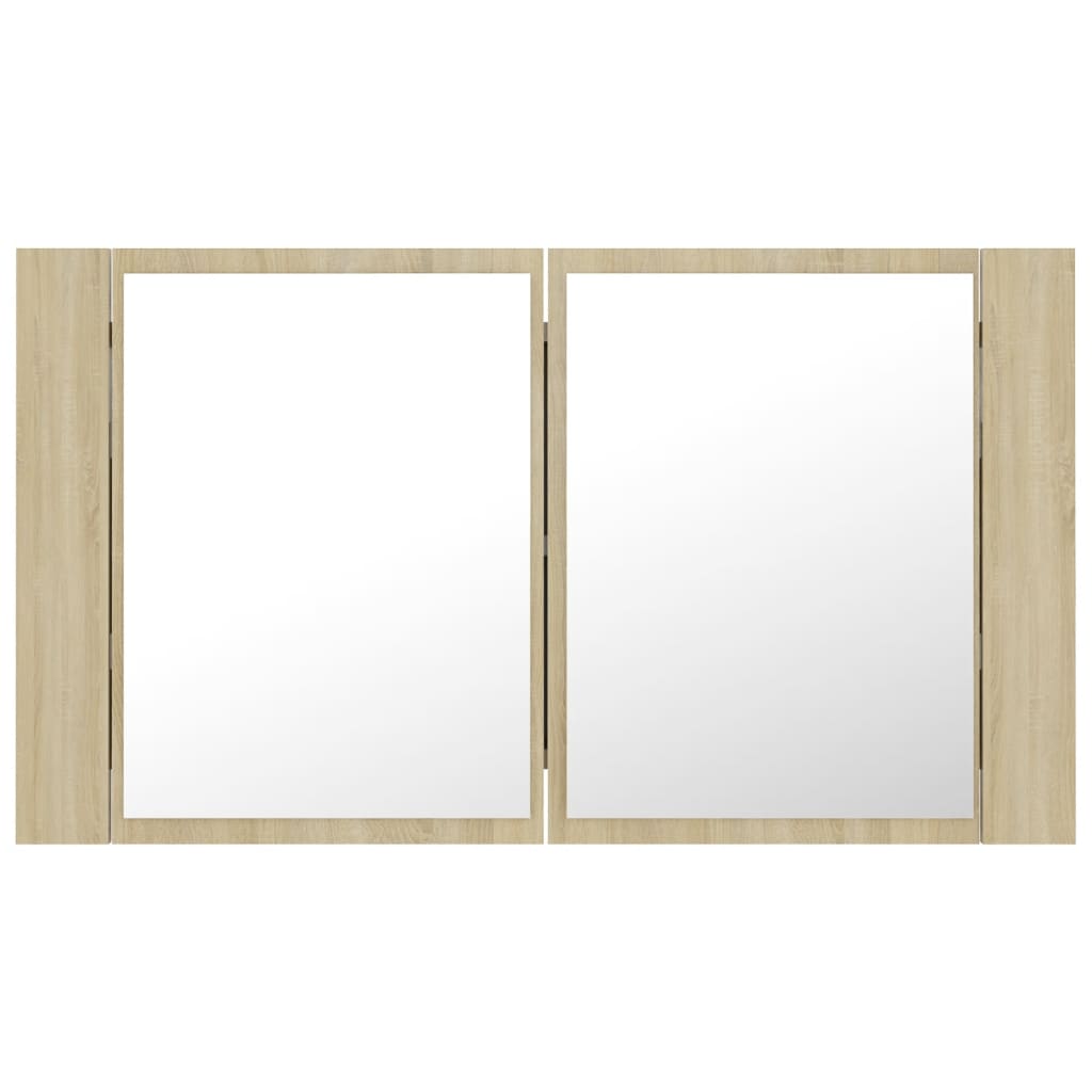 vidaXL Szafka łazienkowa z lustrem i LED, dąb sonoma, 80x12x45, akryl