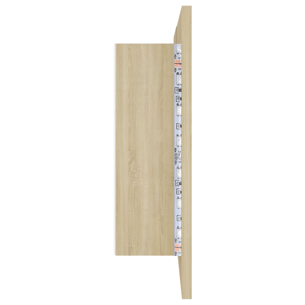 vidaXL Szafka łazienkowa z lustrem i LED, dąb sonoma, 80x12x45, akryl