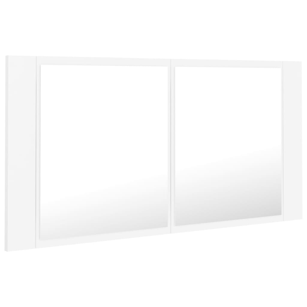 vidaXL Szafka łazienkowa z lustrem i LED, biała, 90x12x45 cm, akryl