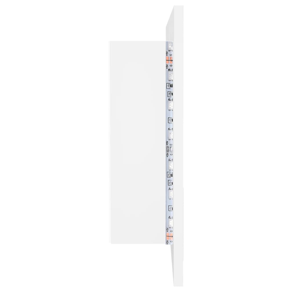 vidaXL Szafka łazienkowa z lustrem i LED, biała, 90x12x45 cm, akryl