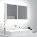 vidaXL Szafka łazienkowa z lustrem i LED, biała, 90x12x45 cm, akryl