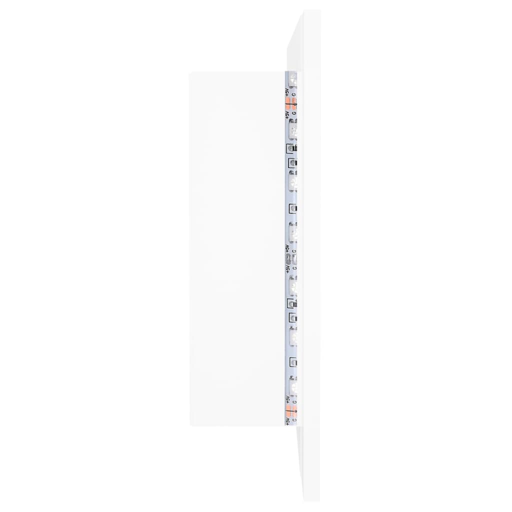 vidaXL Szafka łazienkowa z lustrem i LED, biała, 100x12x45 cm, akryl