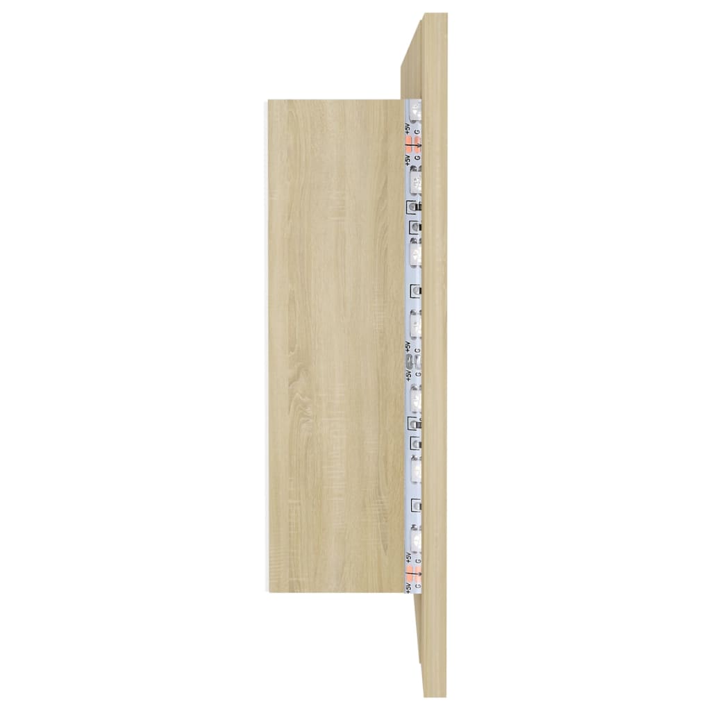 vidaXL Szafka łazienkowa z lustrem i LED, dąb sonoma, 100x12x45, akryl