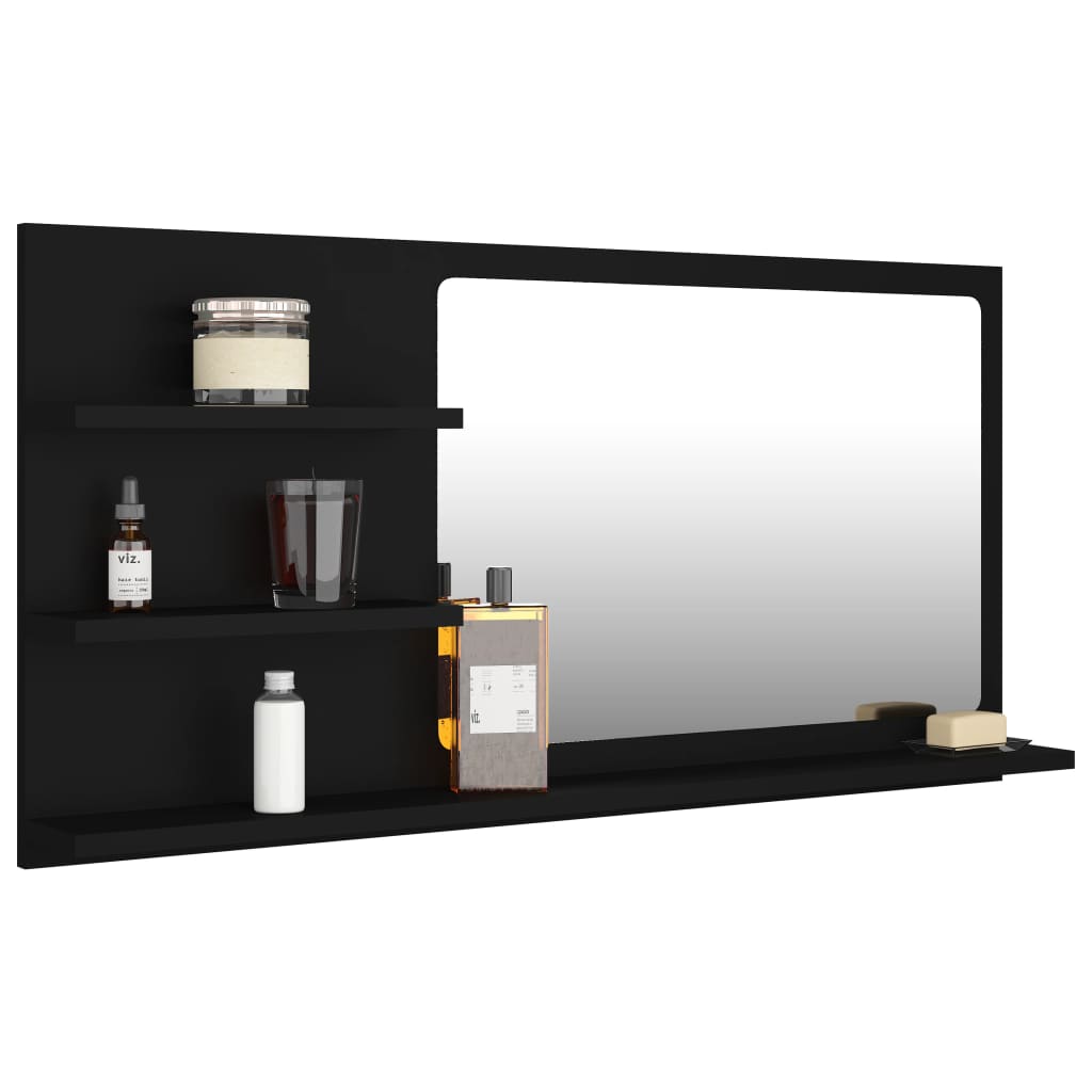 vidaXL Lustro łazienkowe, czarne 90x10,5x45 cm materiał drewnopochodny