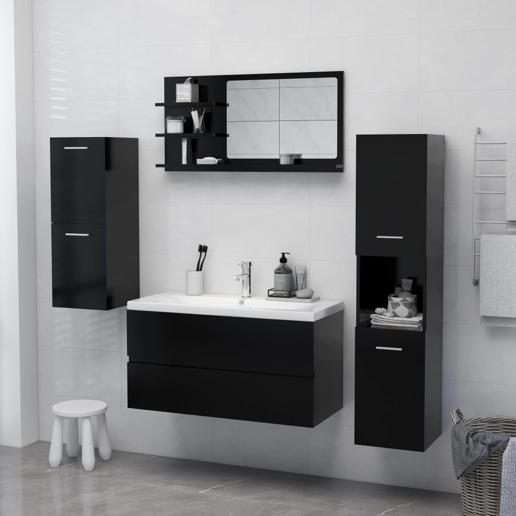 vidaXL Lustro łazienkowe, czarne 90x10,5x45 cm materiał drewnopochodny