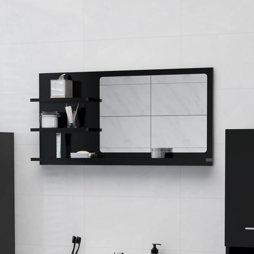 vidaXL Lustro łazienkowe, czarne 90x10,5x45 cm materiał drewnopochodny