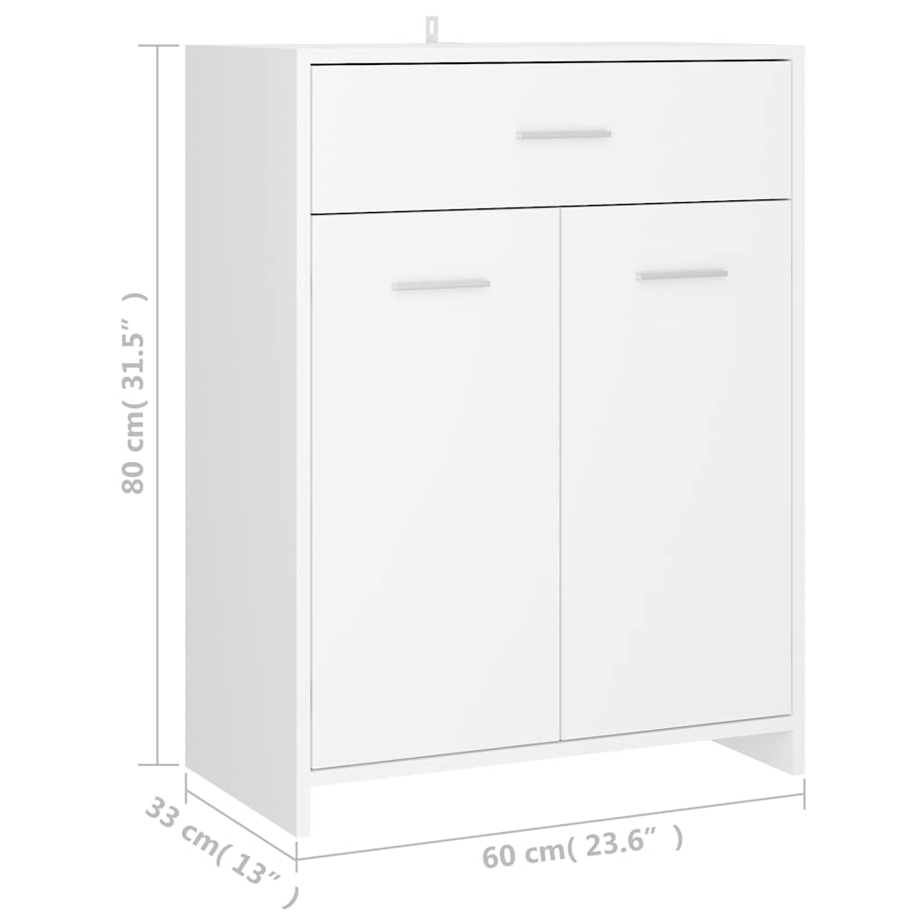 vidaXL Szafka łazienkowa, biała, 60x33x80 cm, materiał drewnopochodny