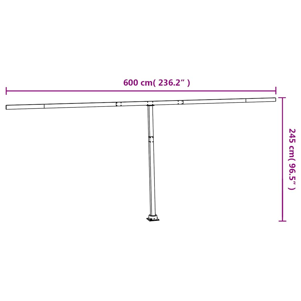 vidaXL Zestaw słupków do markizy, biały, 600x245 cm, żelazo