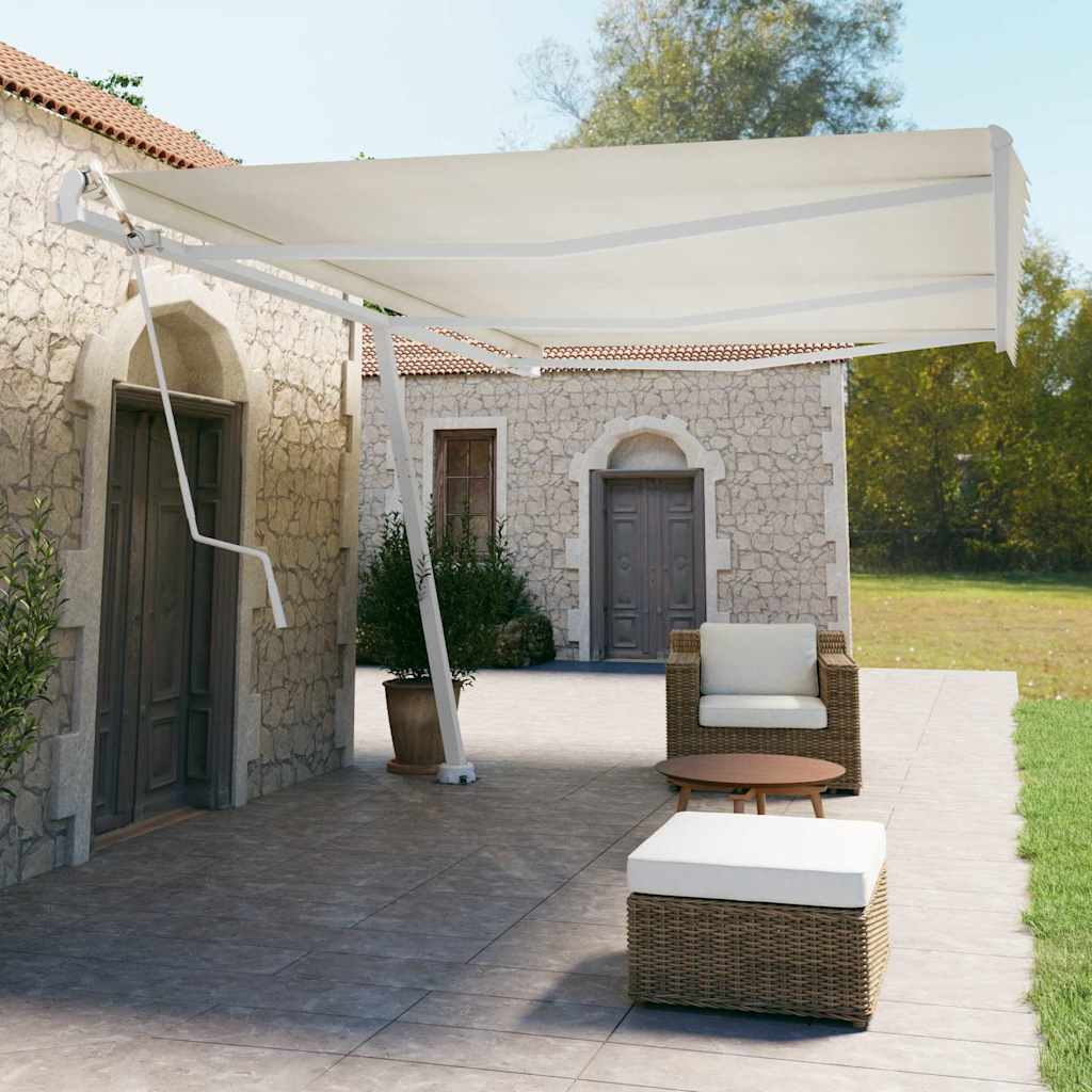 vidaXL Zestaw słupków do markizy, biały, 600x245 cm, żelazo