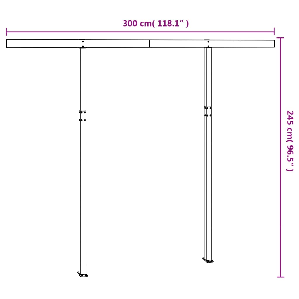 vidaXL Zestaw słupków do markizy, biały, 300x245 cm, żelazo