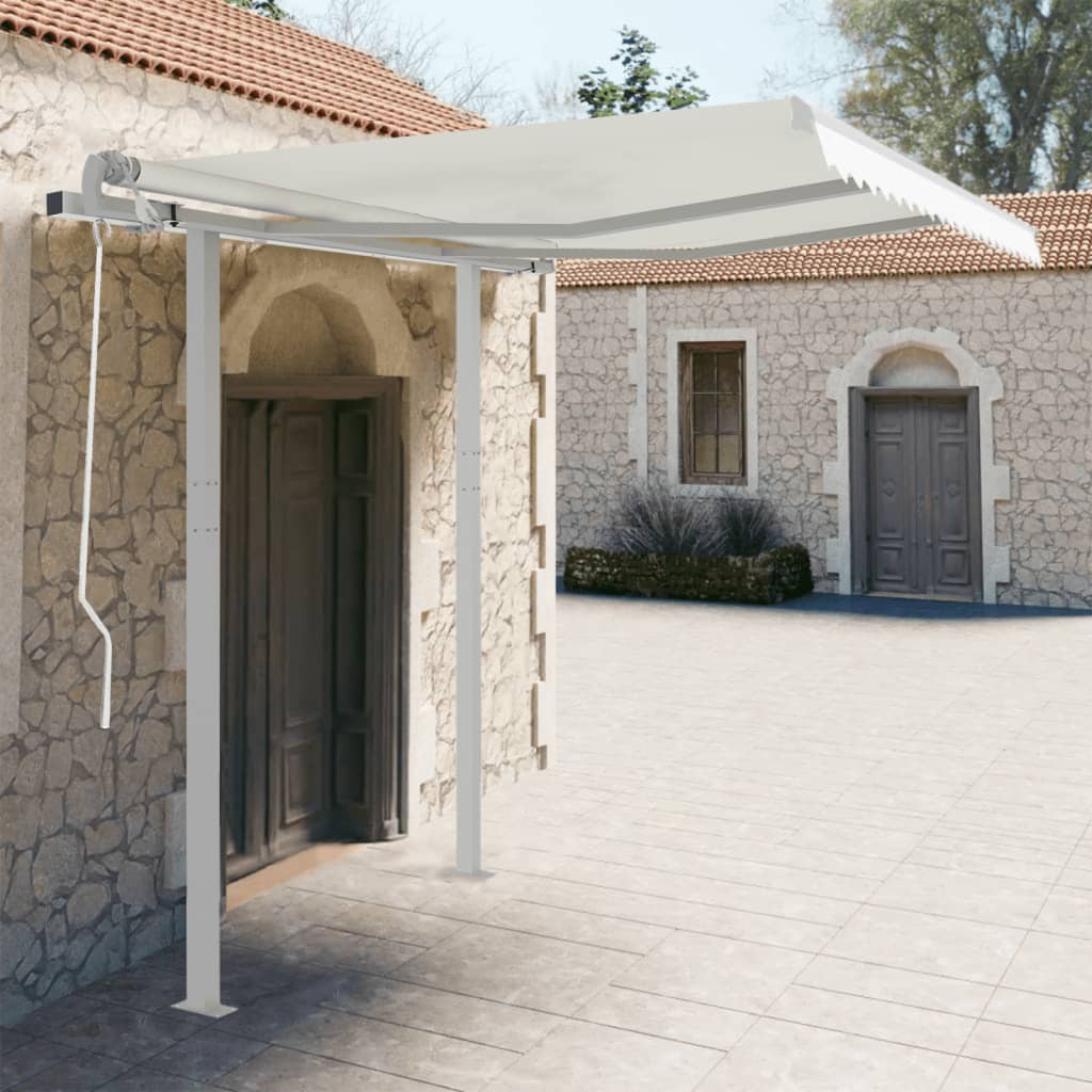 vidaXL Zestaw słupków do markizy, biały, 300x245 cm, żelazo