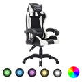 vidaXL Fotel dla gracza z RGB LED, biało-czarny, sztuczna skóra