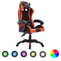 vidaXL Fotel dla gracza z RGB LED, pomarańczowo-czarny, sztuczna skóra