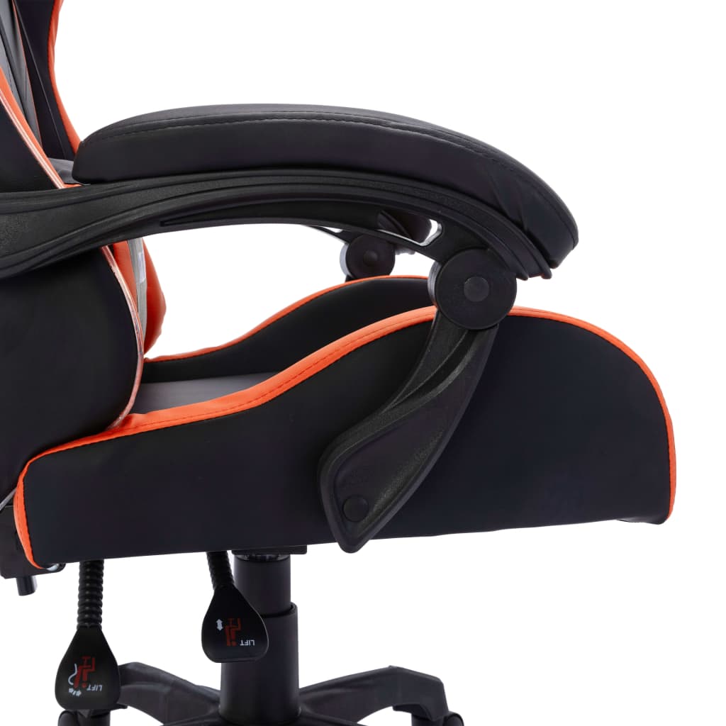 vidaXL Fotel dla gracza z RGB LED, pomarańczowo-czarny, sztuczna skóra