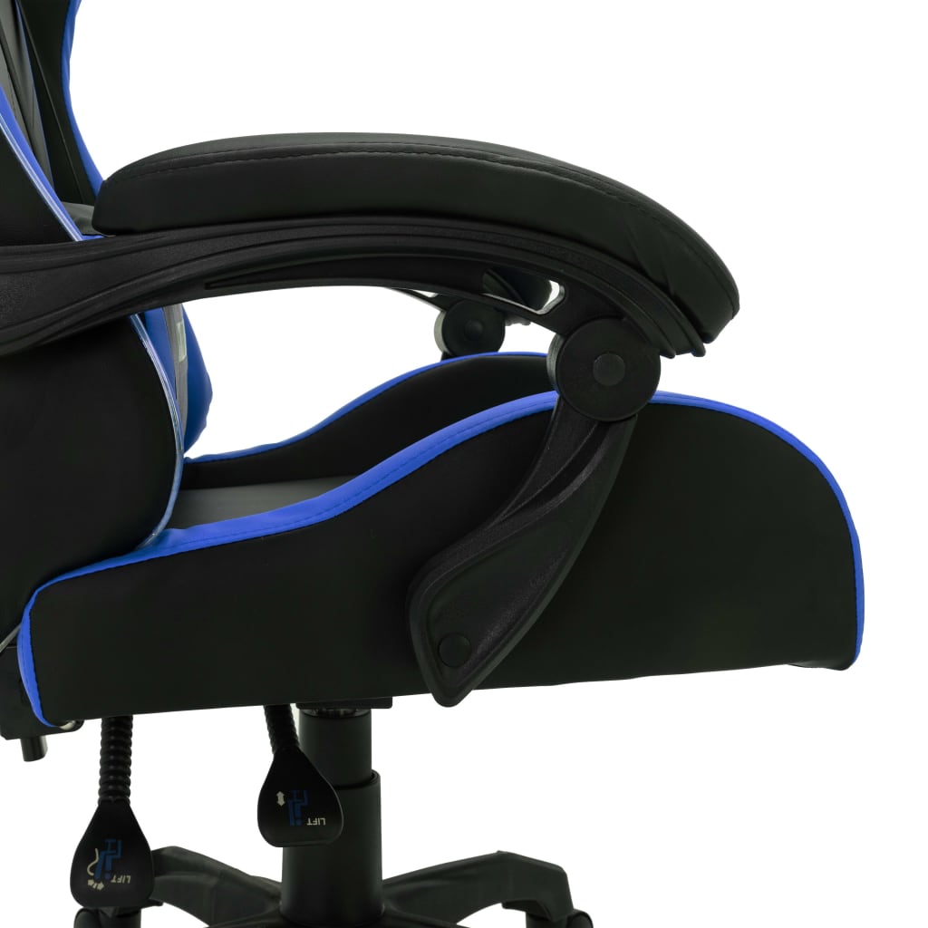 vidaXL Fotel dla gracza z RGB LED, niebiesko-czarny, sztuczna skóra