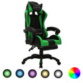 vidaXL Fotel dla gracza z RGB LED, zielono-czarny, sztuczna skóra