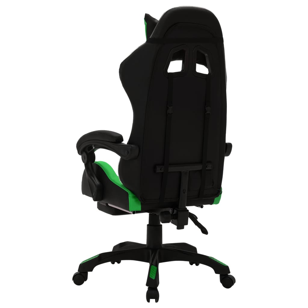 vidaXL Fotel dla gracza z RGB LED, zielono-czarny, sztuczna skóra