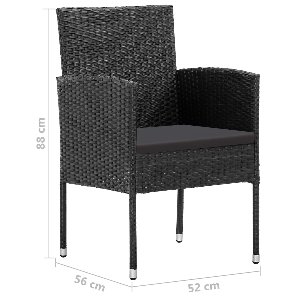 vidaXL 5-częściowy zestaw mebli ogrodowych, polirattan, czarny