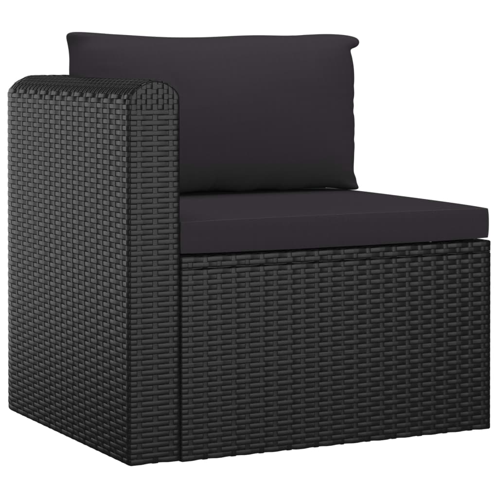 vidaXL 9-cz. zestaw mebli ogrodowych z poduszkami, rattan PE, czarny