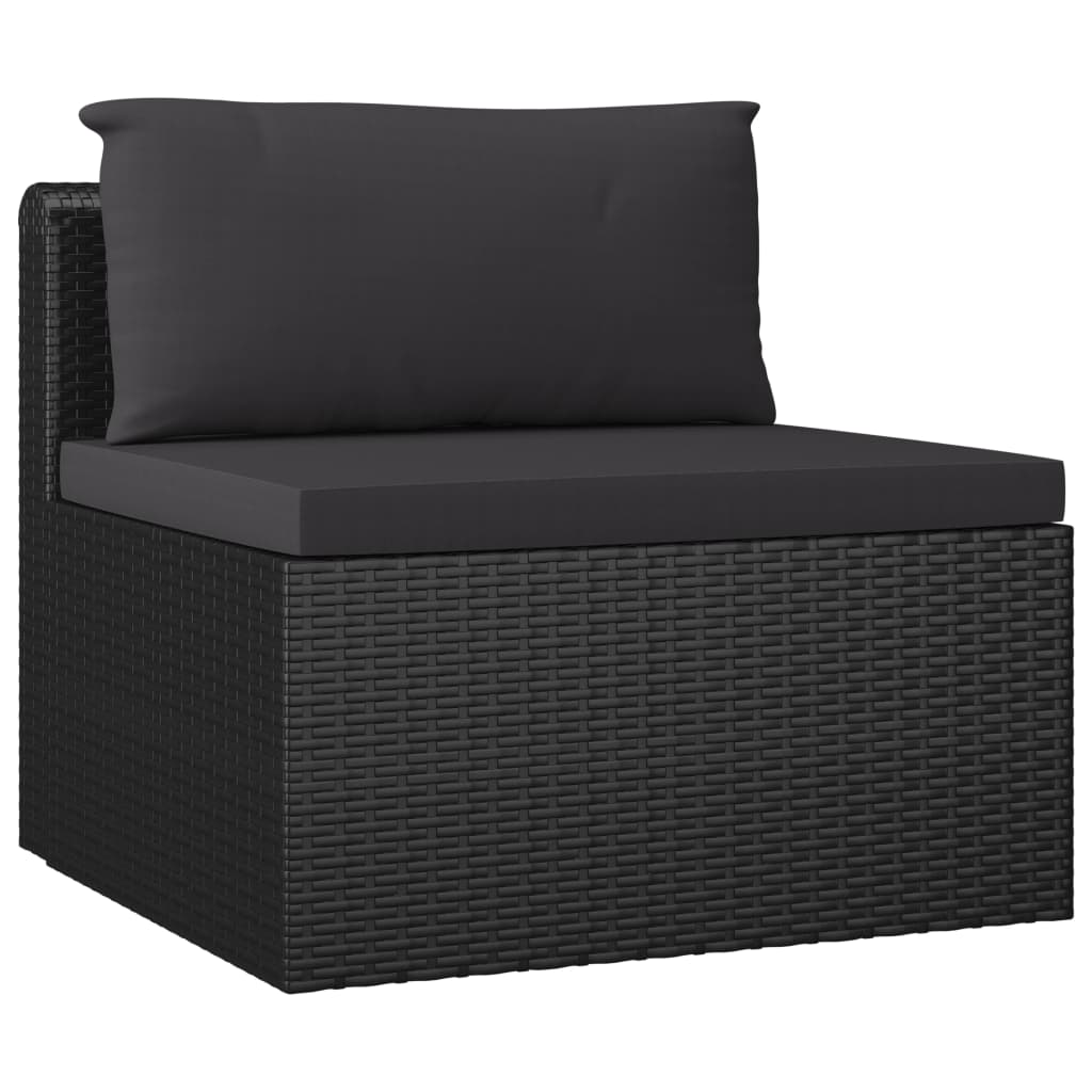 vidaXL 9-cz. zestaw mebli ogrodowych z poduszkami, rattan PE, czarny