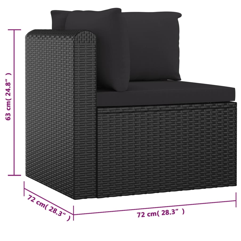 vidaXL 9-cz. zestaw mebli ogrodowych z poduszkami, rattan PE, czarny
