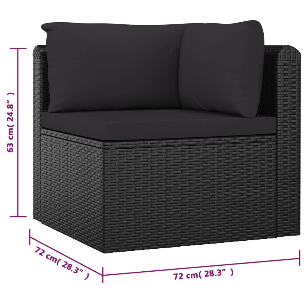 vidaXL 9-cz. zestaw mebli ogrodowych z poduszkami, rattan PE, czarny