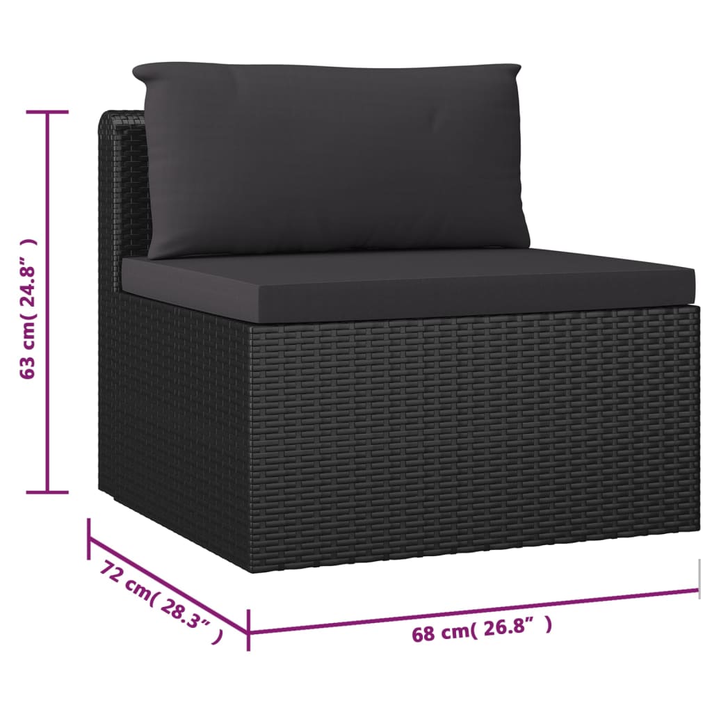 vidaXL 9-cz. zestaw mebli ogrodowych z poduszkami, rattan PE, czarny