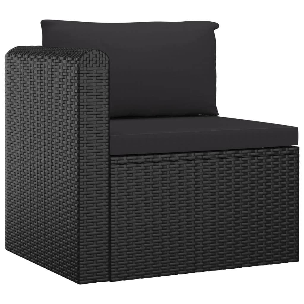 vidaXL 9-częściowy zestaw mebli do ogrodu, poduszki, rattan PE, czarny