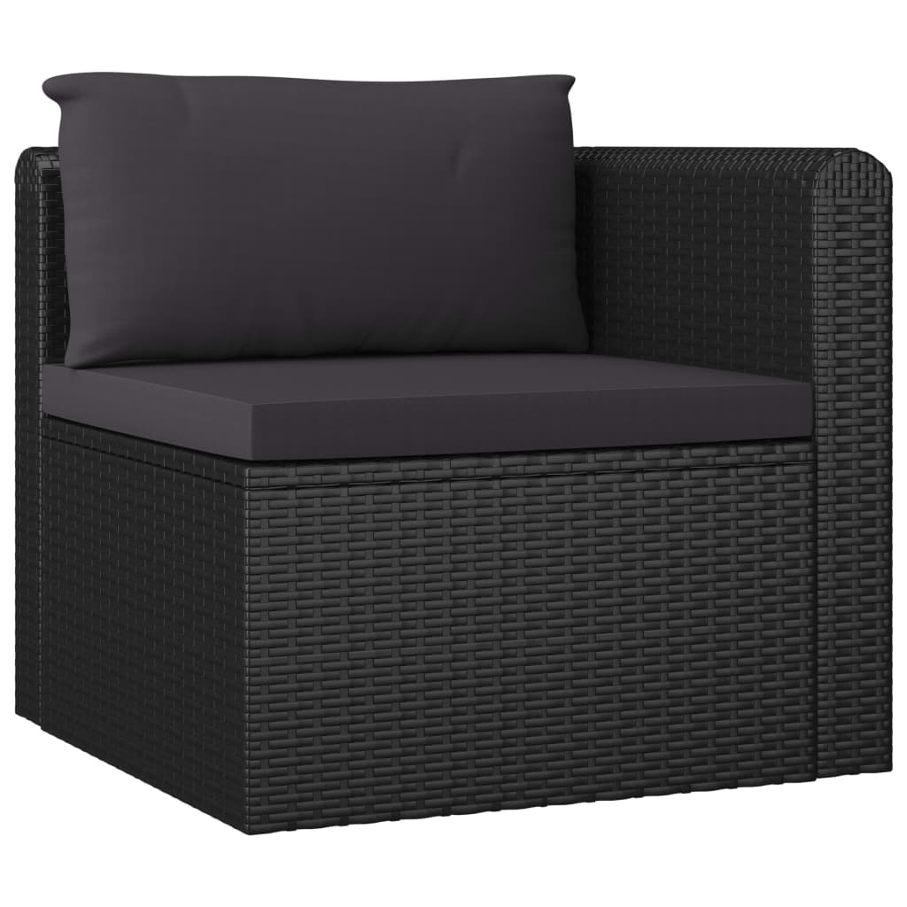 vidaXL 9-częściowy zestaw mebli do ogrodu, poduszki, rattan PE, czarny