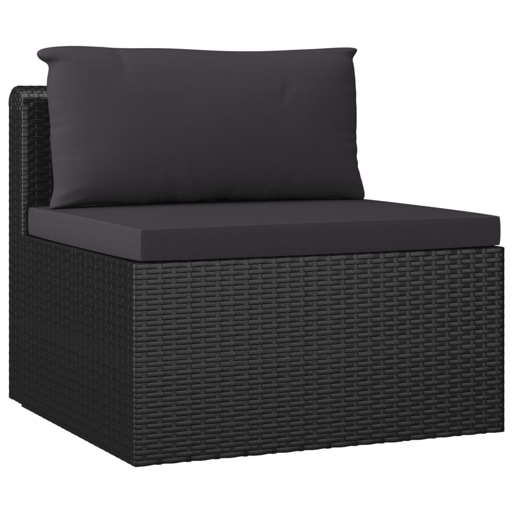 vidaXL 9-częściowy zestaw mebli do ogrodu, poduszki, rattan PE, czarny
