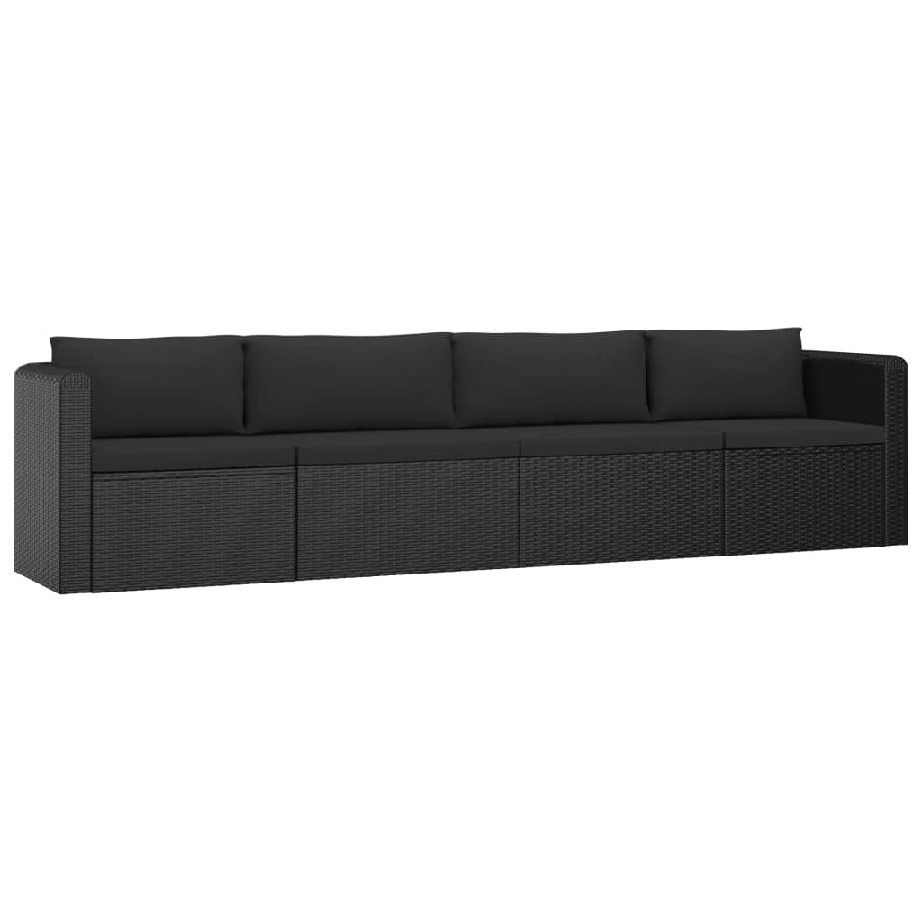 vidaXL 9-częściowy zestaw mebli do ogrodu, poduszki, rattan PE, czarny