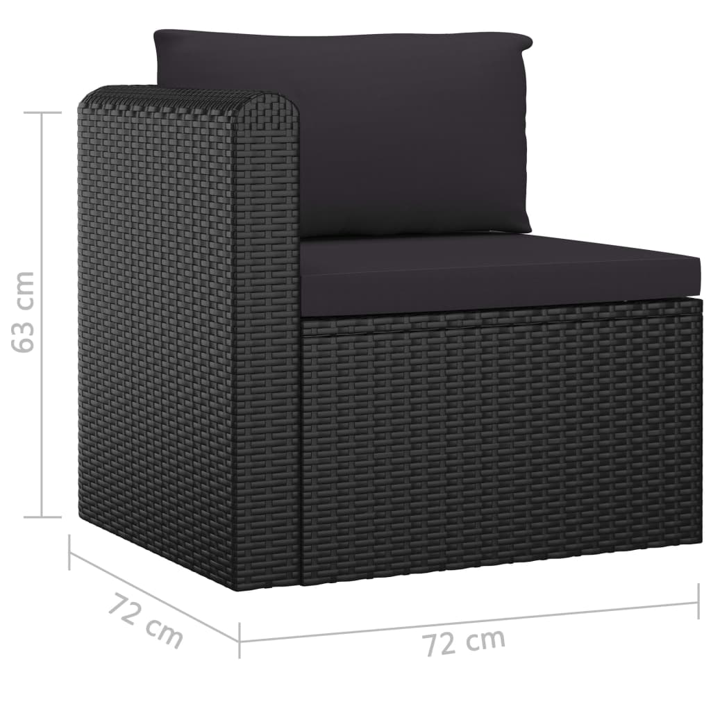 vidaXL 9-częściowy zestaw mebli do ogrodu, poduszki, rattan PE, czarny