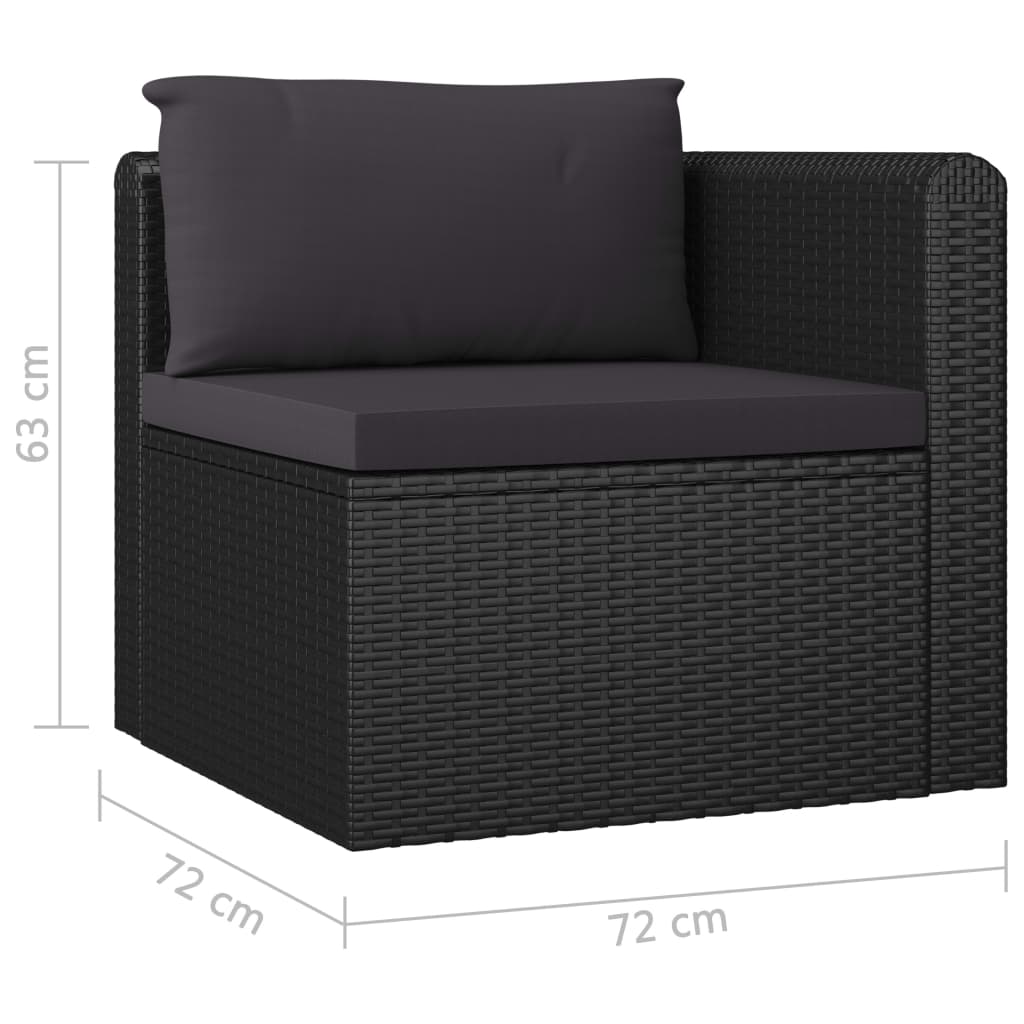 vidaXL 9-częściowy zestaw mebli do ogrodu, poduszki, rattan PE, czarny