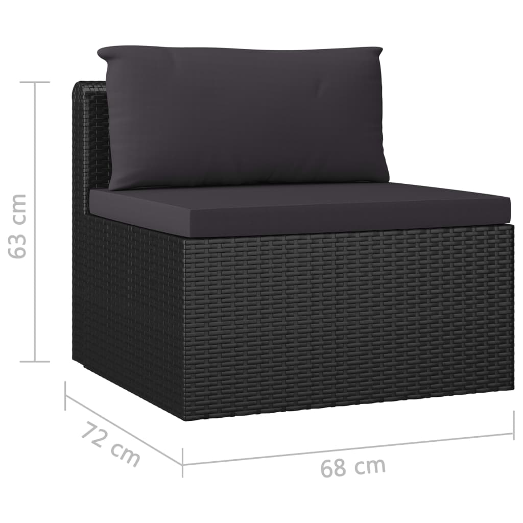 vidaXL 9-częściowy zestaw mebli do ogrodu, poduszki, rattan PE, czarny