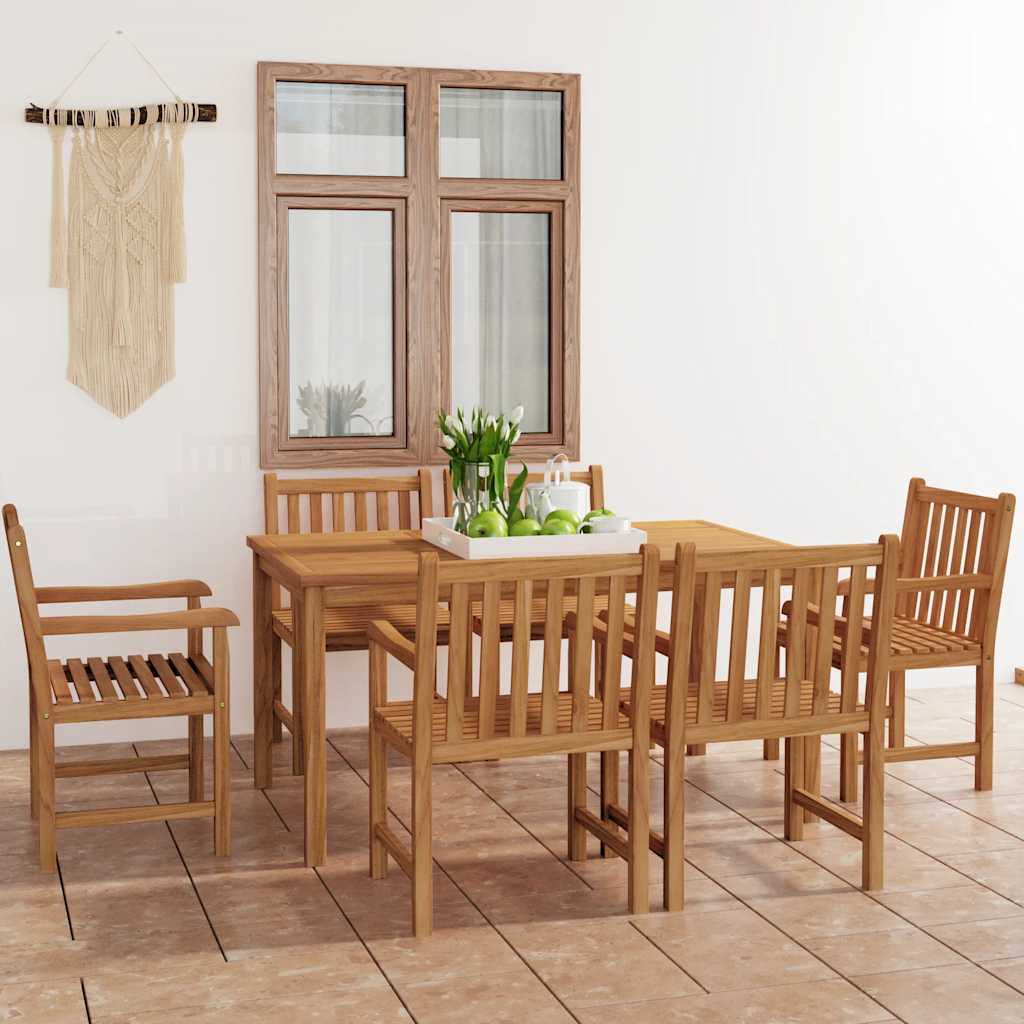 vidaXL 7-częściowy zestaw obiadowy do ogrodu, 150x90 cm, lite drewno tekowe