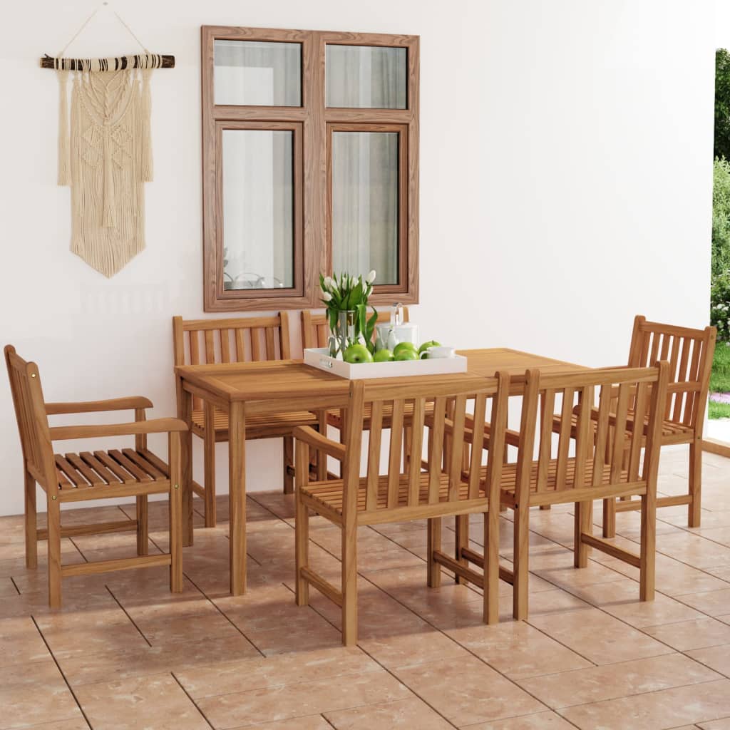 vidaXL 7-częściowy zestaw obiadowy do ogrodu, 160x80 cm, lite drewno tekowe