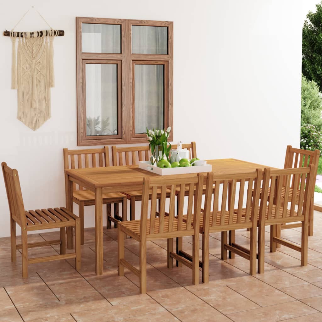 vidaXL 9-częściowy zestaw obiadowy do ogrodu, 180x90 cm, lite drewno tekowe