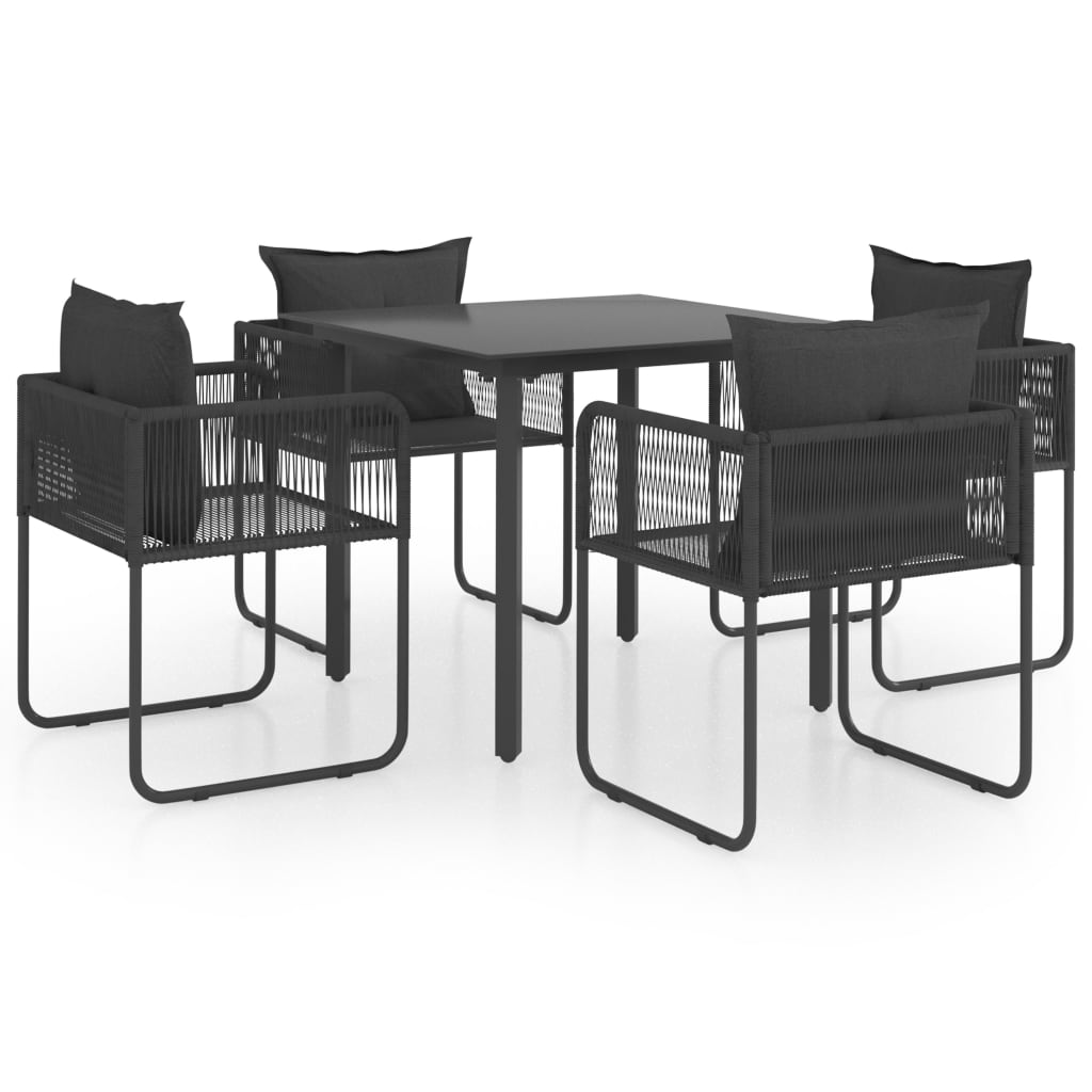 vidaXL Zestaw mebli ogrodowych z rattanu PVC, 5 elementów, czarny