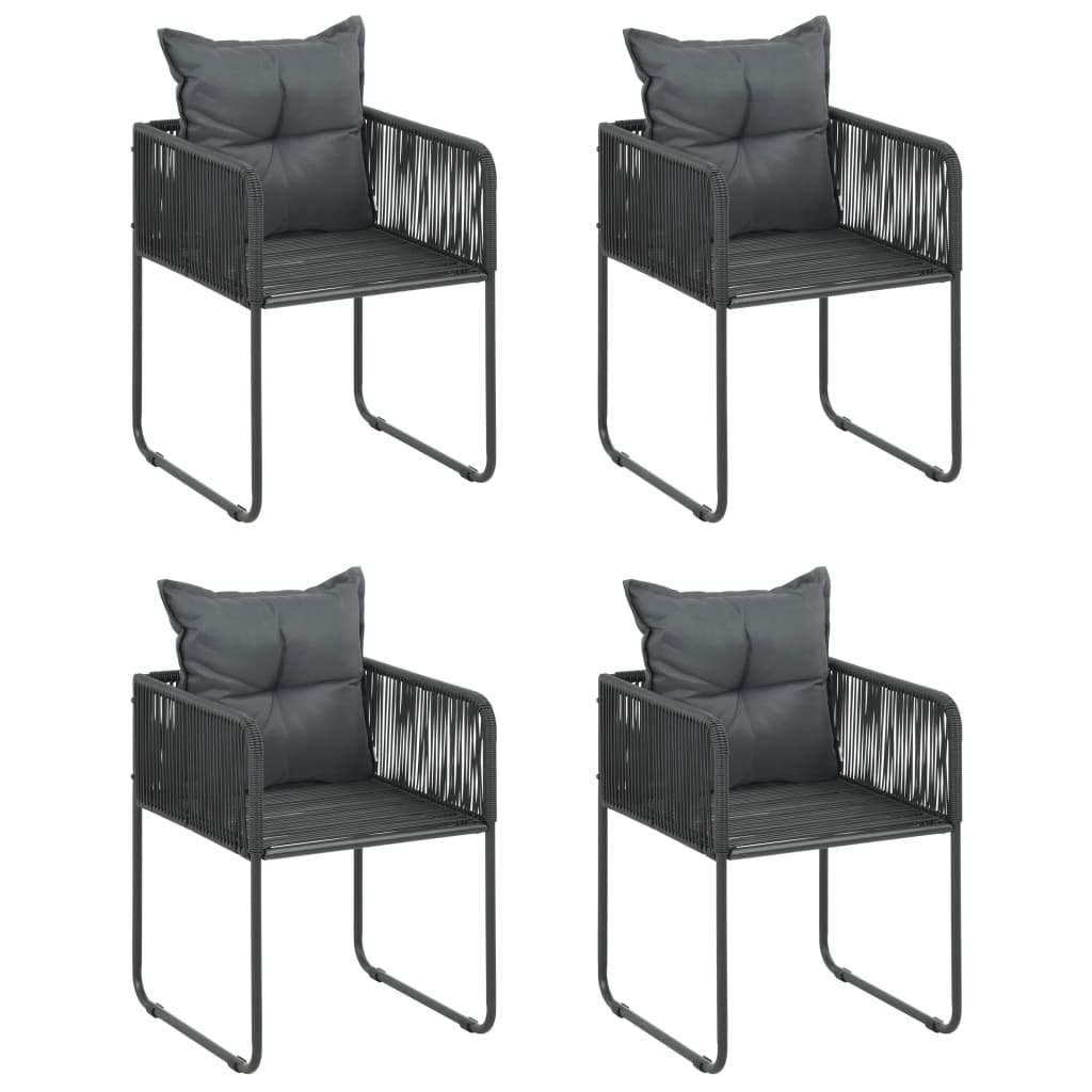 vidaXL Zestaw mebli ogrodowych z rattanu PVC, 5 elementów, czarny
