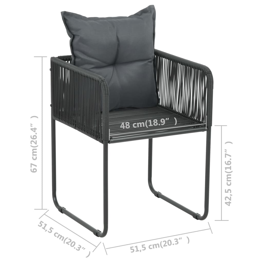 vidaXL Zestaw mebli ogrodowych z rattanu PVC, 5 elementów, czarny