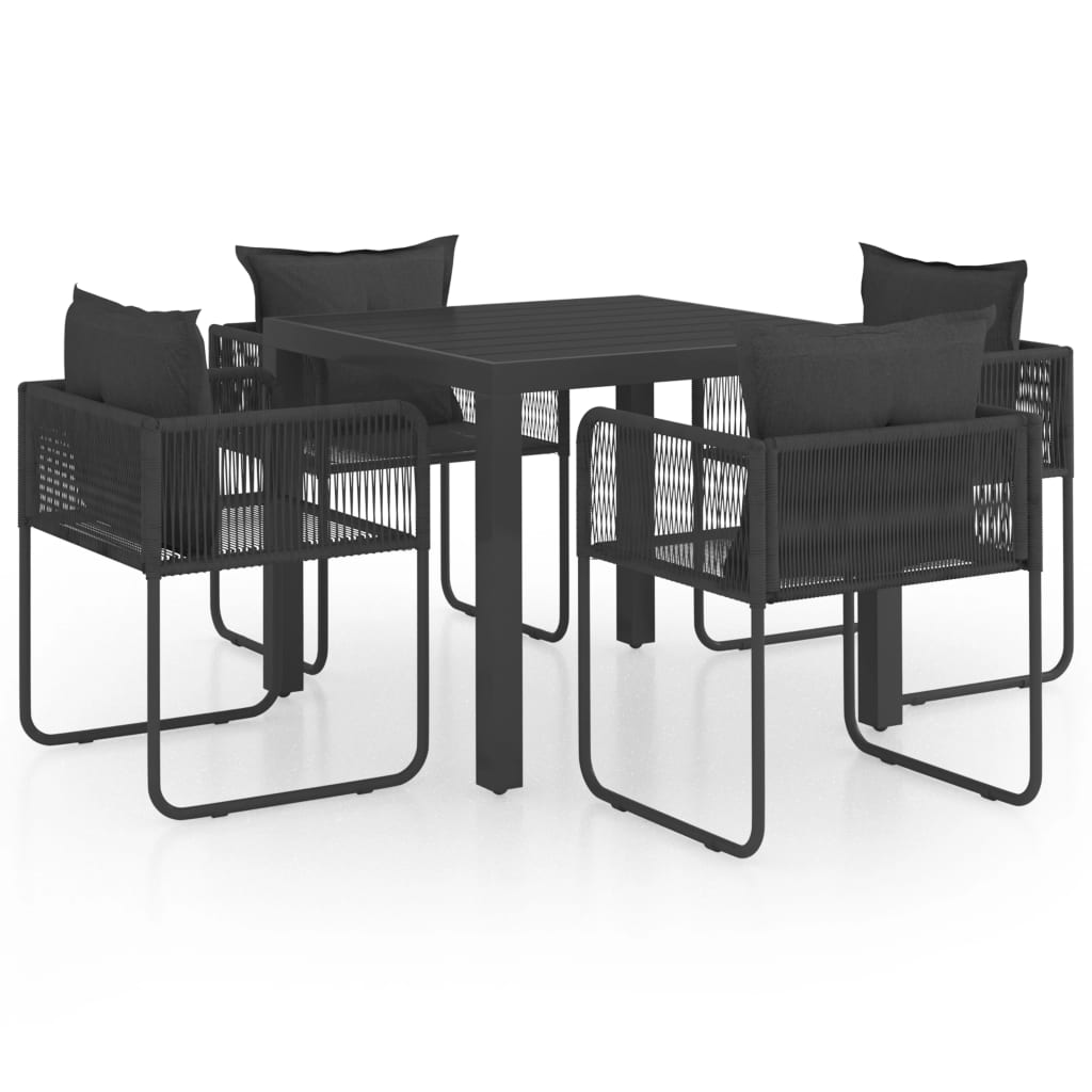 vidaXL 5-częściowy zestaw mebli ogrodowych rattan PVC, czarny