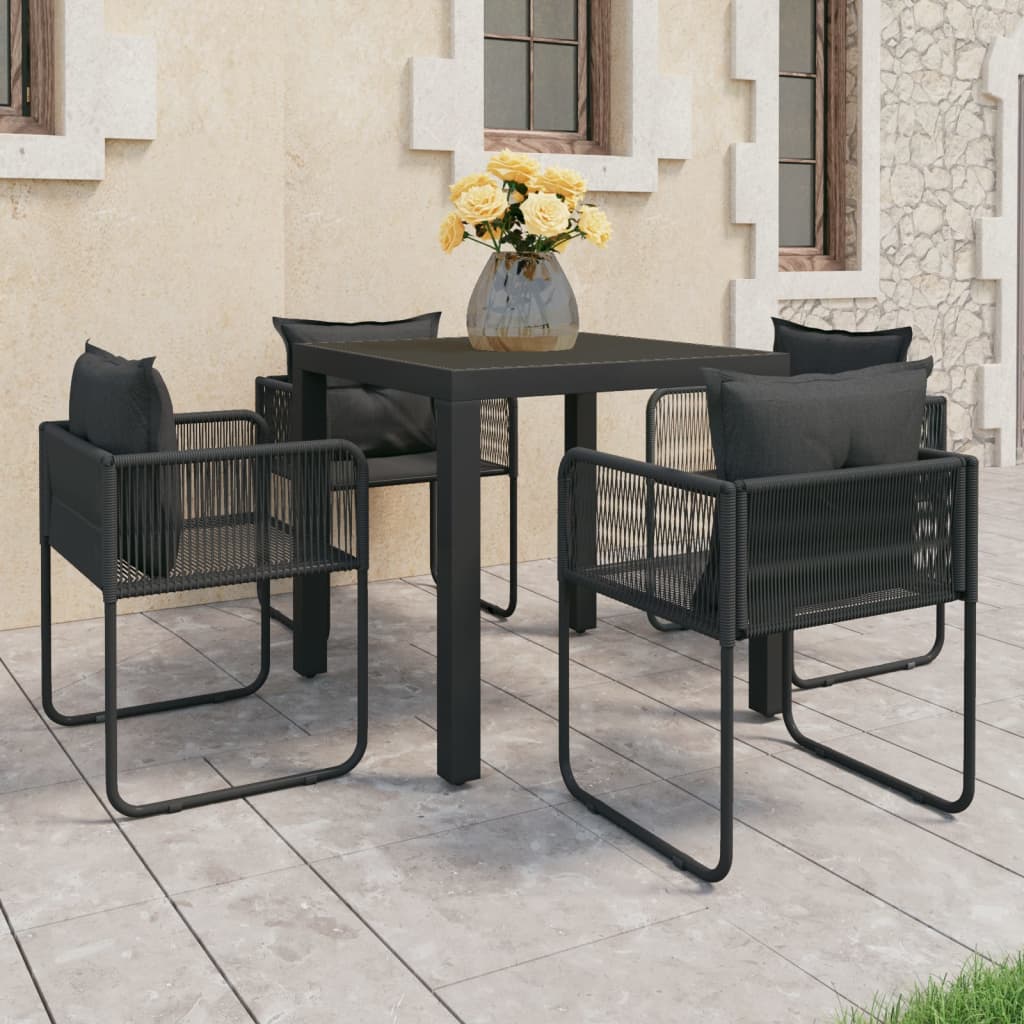 vidaXL 5-częściowy zestaw mebli ogrodowych rattan PVC, czarny