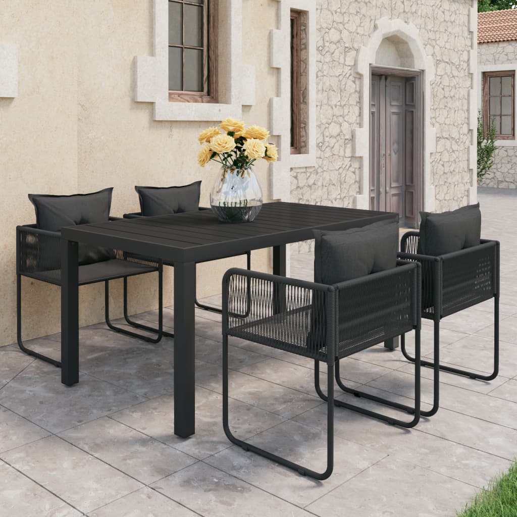 vidaXL 5-częściowy zestaw mebli ogrodowych rattan PVC, czarny