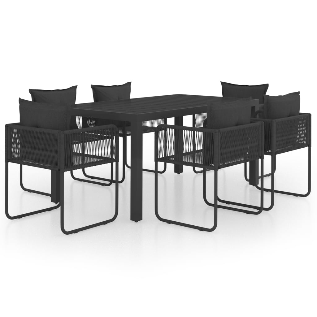 vidaXL 7-częściowy zestaw mebli ogrodowych rattan PVC, czarny