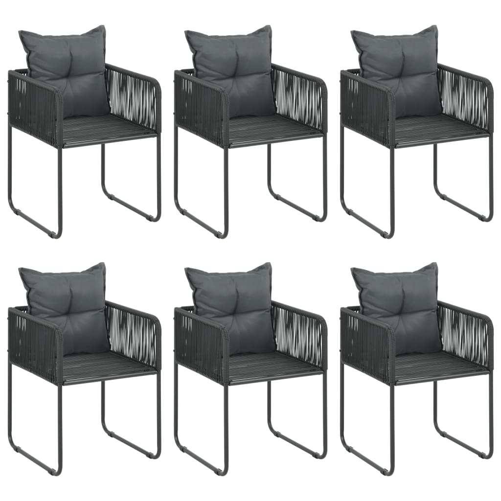 vidaXL 7-częściowy zestaw mebli ogrodowych rattan PVC, czarny