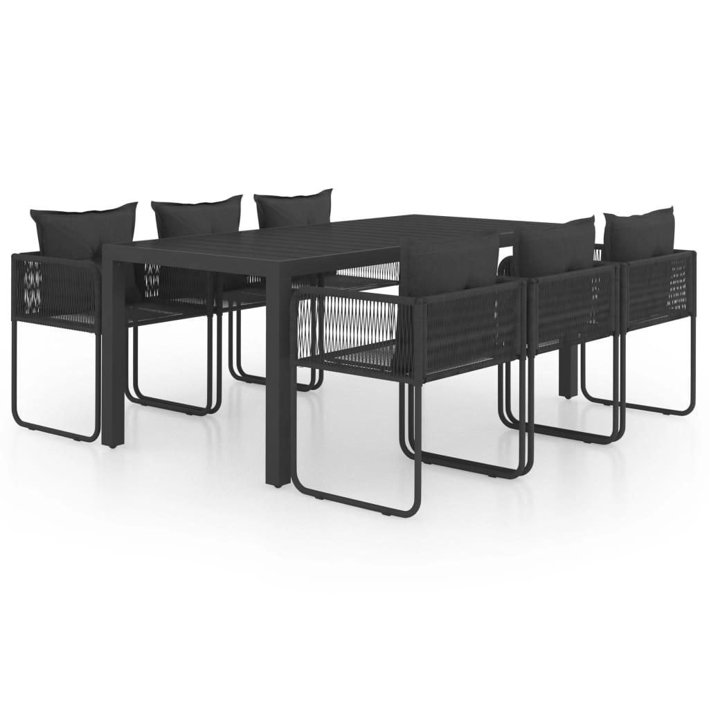 vidaXL 7-częściowy zestaw mebli ogrodowych rattan PVC, czarny