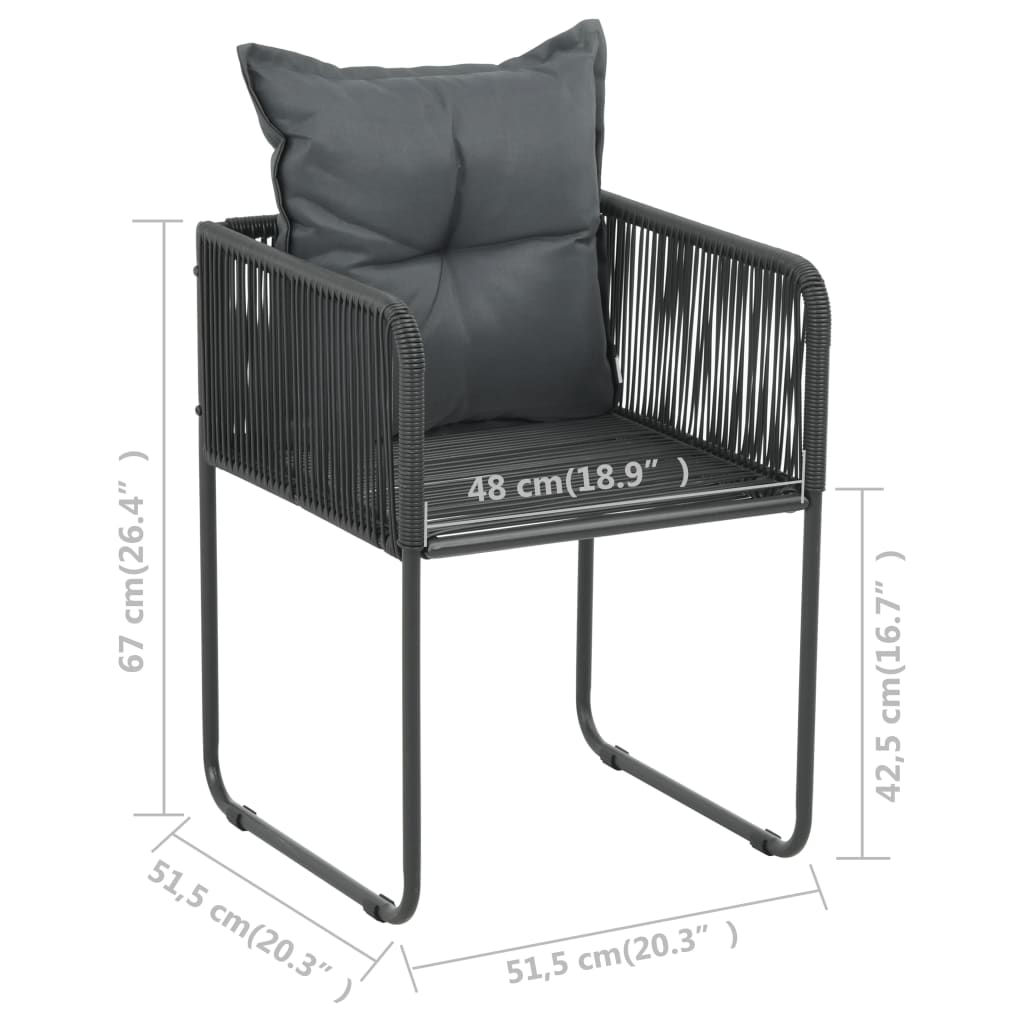 vidaXL 7-częściowy zestaw mebli ogrodowych rattan PVC, czarny