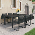 vidaXL 7-częściowy zestaw mebli ogrodowych rattan PVC, czarny