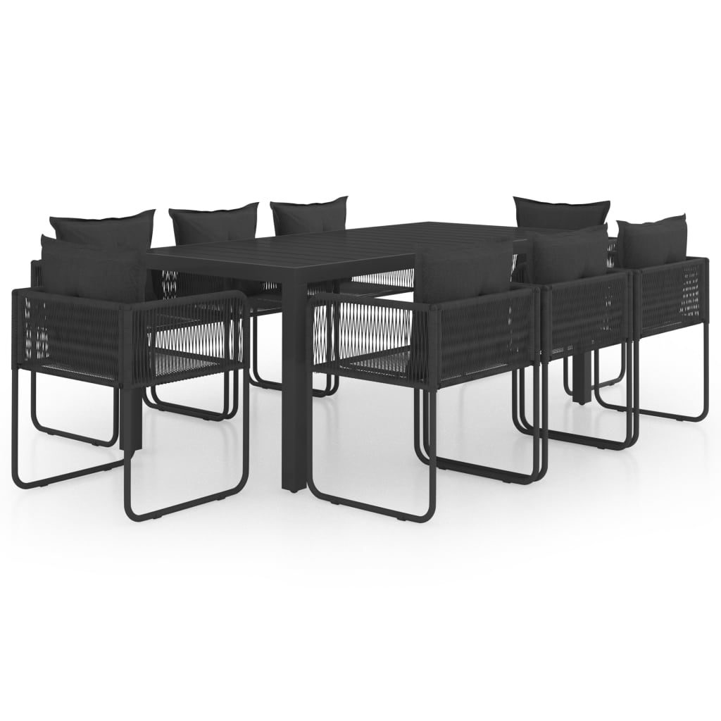 vidaXL 9-częściowy zestaw mebli ogrodowych rattan PVC, czarny