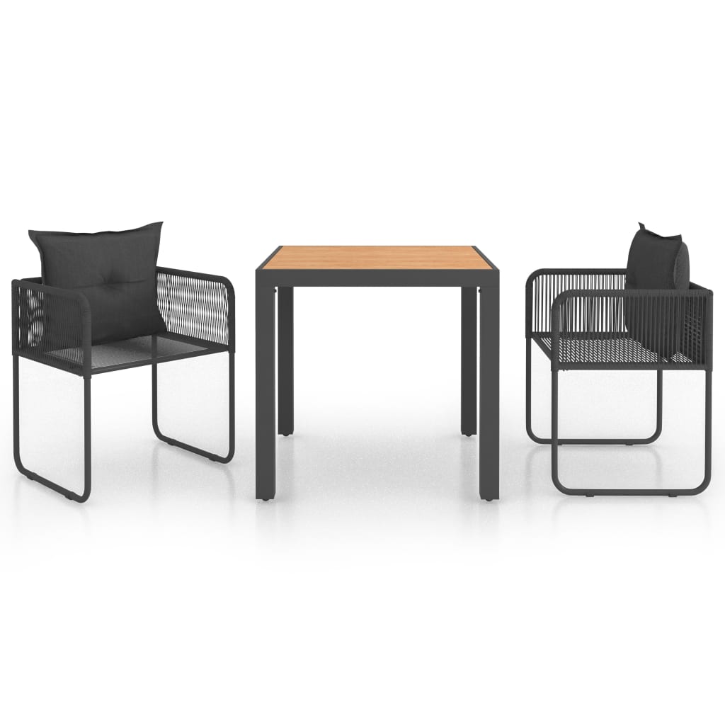 vidaXL 3-częściowy zestaw mebli ogrodowych, rattan PVC, czarno-brązowy